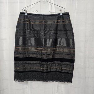 Vintage Alfani Skirt Black Goth Whimsigoth Lace Velvet Satin A-line Silk 14W